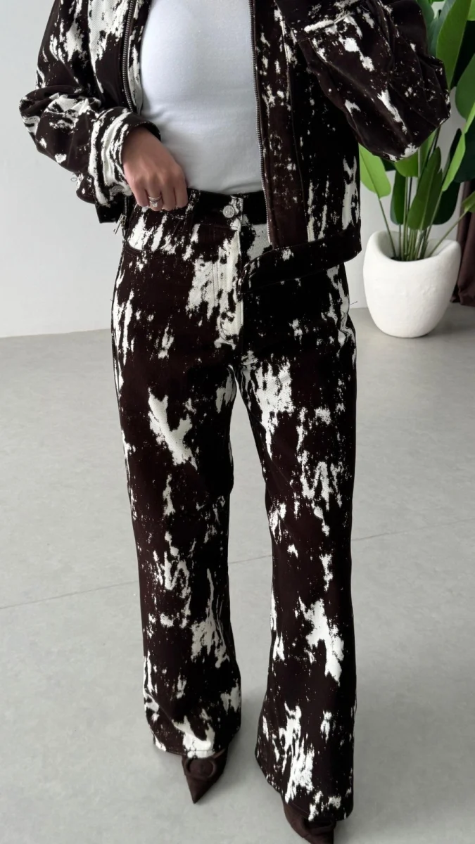 Hayvan Desenli Denim Takım