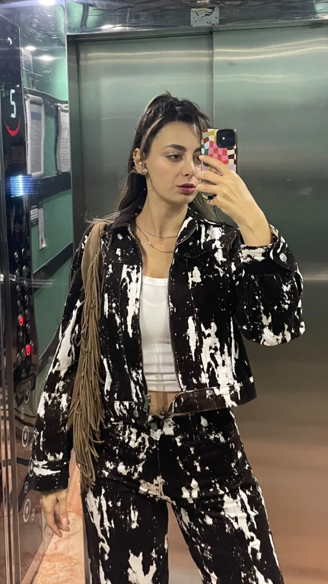 Hayvan Desenli Denim Takım