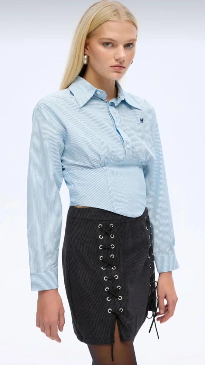 Bele Oturan Bağlamalı Gömlek