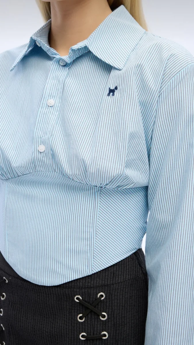 Bele Oturan Bağlamalı Gömlek