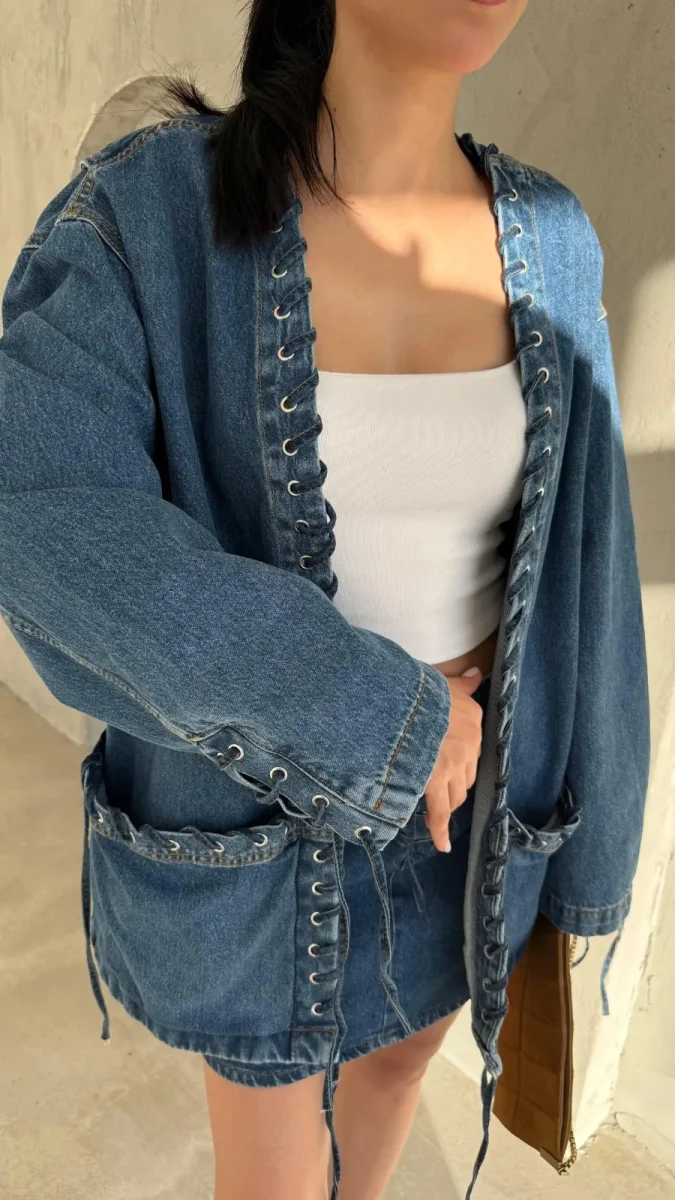 Denim Ceket Etek Takım